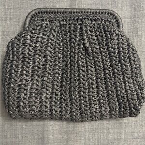 Elegant Black Woven Clutch - Faux Raffia